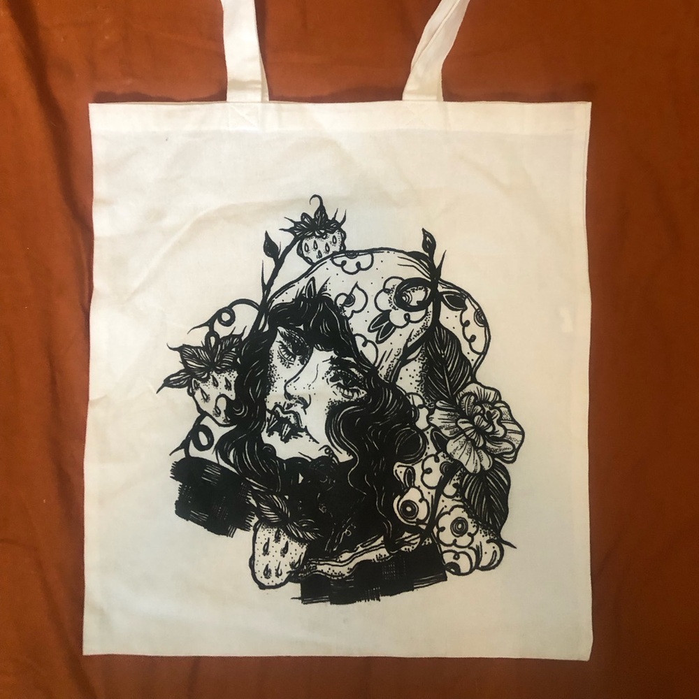 Custom Strawberry Vampire Screenprinted Tote Bag